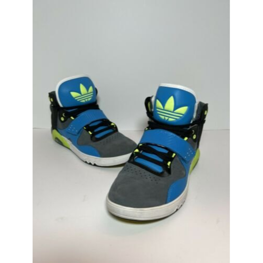 Adidas Roundhouse Mens 9.5 Mid Tops Shoes Blue Green Gray Trefoil Logo G23034